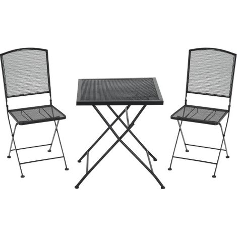 Ensemble table et chaises de jardin pliable, 1 table + 2 chaises pliables, idéal pour patio et balcon, meuble extérieur gain de place design moderne