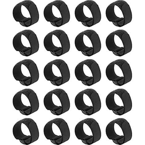 Attaches de câble cerclage avec crochet et boucle, 20 pièces, boucle en plastique réutilisable, fermeture à Nylon noir (20 300mm) - 20300mm (1/5)