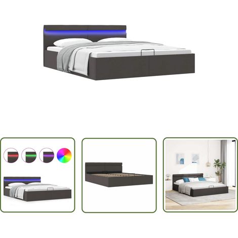 The Living Store Cadre de lit à rangement hydraulique sans matelas 160x200 cm - Lit Plateforme - Lit Avec Rangement - Lit Capitonné - Lit Moderne - Lit Design (1/5)