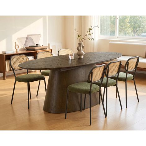 Clovis - table à manger extensible - plateau en plaqué chêne - 6 à 8 personnes - marron (1/5)