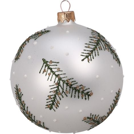 Palline per albero di Natale, in Vetro, con foglie decorative, Ø 100 mm, 6 pezzi (1/3)