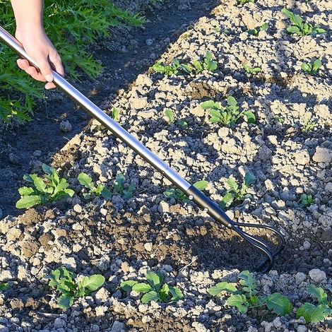 BARAYSTUS Cultivator, 57 Inch Long Carbon Steel Cultivator, Adjustable Length, Garden Tools, 3 Teeth Cultivator for Garden, Soil Loosening (1/4)
