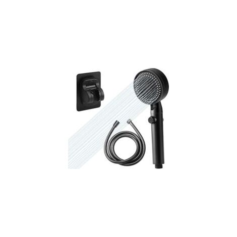 EASYCOMFORT Kit de pommeau de douche haute pression, 6 modes de pulvérisation, pommeau de douche anti-calcaire, facile à installer (noir) (1/5)