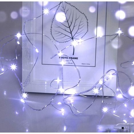 Guirlande lumineuse LED, 1 m, 10 LED, micro-guirlande lumineuse, fonctionne avec une pile bouton CR2032, idéale pour les fêtes, le jardin, Noël, Halloween et les mariages (blanc froid), lot de 20. (1/4)
