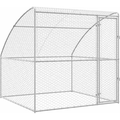 Dog Kennel with Storage Silver 2 x 2 x 2 m Galvanised steel vidaXL