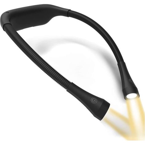 Lámpara de lectura LED portátil y recargable para llevar alrededor del cuello, ideal para actividades al aire libre (negra). (1/5)