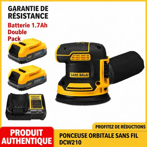 Ponceuse excentrique sans fil 20V DCW210 125 mm avec 2 batteries 1.7Ah dcw210 1.7 ah réf 1 kg – Livraison gratuite
