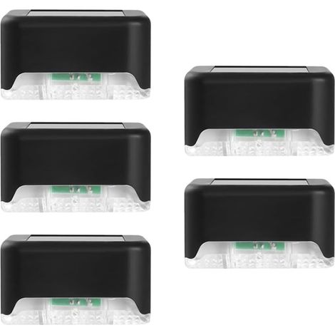 Solar Step Lights Led Deck: 5Pcs Waterproof Weatherproof Stairs Lighting for Outdoor Yard Patio Post Railing Garden Backyard Front Door Pathway Driveway Porch Walkway White Light (1/5)