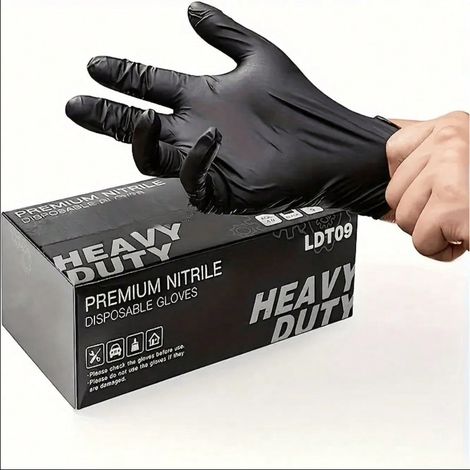 100 Gants en nitrile jetables multifonctions, durables, résistants à l'eau et à l'huile, adaptés aux scénarios de nettoyage, de cuisine, de repas à la maison, à la vie domestique, nouveauté. (1/4)