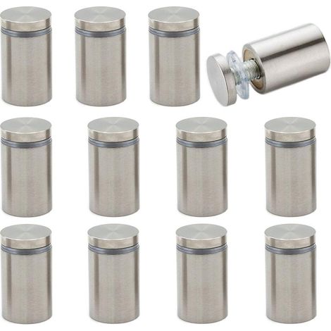 12 Pièces Entretoise Support Vis Publicité en Acier Inoxydable Entretoise de Verre Acier Inoxydable Publicité Vis Verre Signe Publicité Clous pour Verre Photos 19X25mm (1/5)