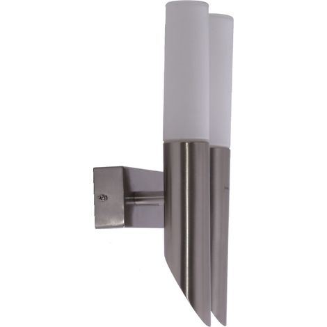 Design Wand Fackel Außen Lampe Fassaden Edelstahl Leuchte Garten Glas Strahler