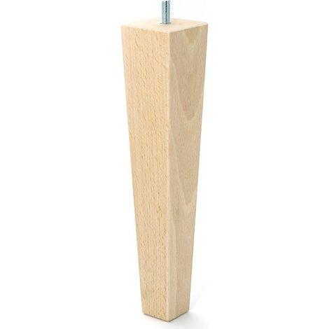 pata de madera cuadrada. haya natural. rosca m8. altura 250mm - qq