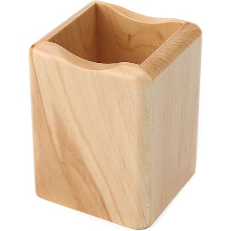 Porte-stylo de bureau en bois de cerisier : Organisateur de bureau élégant en bois massif pour outils de maquillage et stylos (1/4)