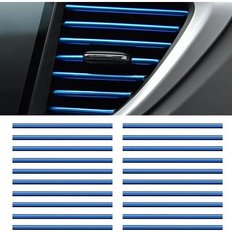 20 tiras decorativas para rejillas de ventilación del coche, tiras decorativas para el interior del coche, accesorio para las rejillas de ventilación del aire acondicionado (azul) (1/5)