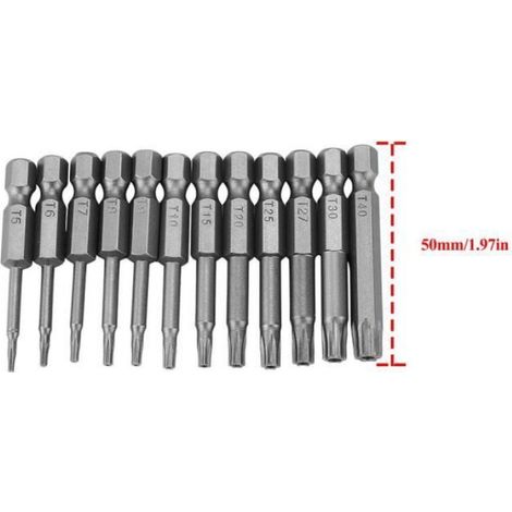 Embouts de tournevis - - 12pcs - Acier au chrome vanadium - 50mm - Torx (1/4)