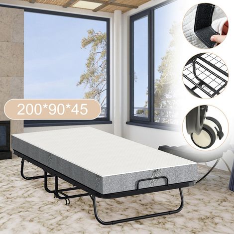 Wolketon Cama de invitados 80x190cm con colchón, sobre ruedas, plegable, cama plegable hasta 120 kg, portátil (1/5)
