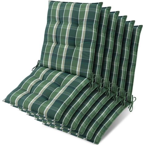 6x Niederlehner Sun-NL Auflage 105x50x8cm Grün-Kariert