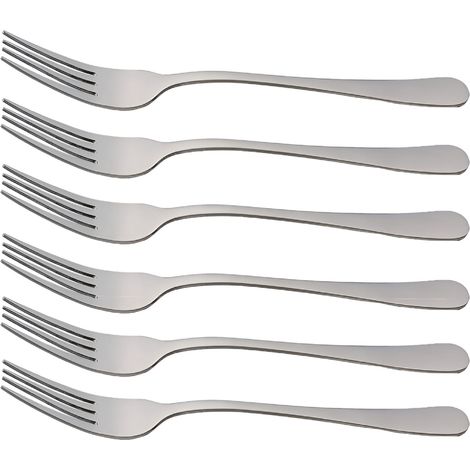 Ensemble de fourchettes SS (paquet de 6), couverts robustes, poli miroir, en acier inoxydable, lavable au lave-vaisselle, convient aux cuisines et salles à manger domestiques. (1/5)