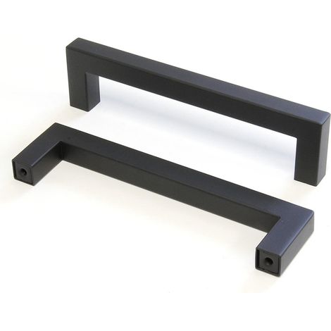 Pomello Para Mueble - 140 Mm - Entraxe 128 Mm - Negro Mate - Para Cocina Baño Oficina - Pack De 10 (1/5)