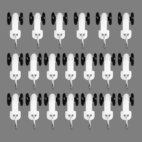 Sollbry Guías para rieles de cortina, rodillos silenciosos para cortinas, poleas resistentes, 40 piezas (blanco, negro) (1/4)