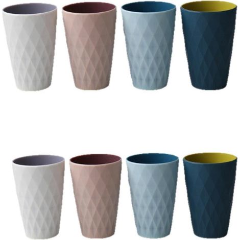 Gobelet à Brosse à Dents,Lot de 8 Porte-Brosses à Dents de Salle de Bain, Tasse, Plastique Coupe,Style Nordique Simple, Hygiénique, Facile à Nettoyer (1/5)