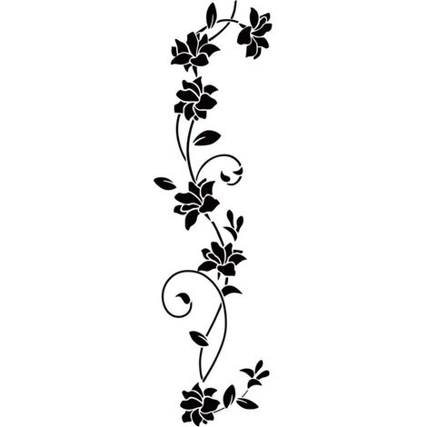 Sticker mural amovible Fleur noire pour armoire, décoration murale pour salon ou mur TV. (1/5)