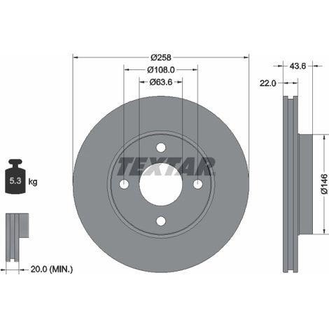 Lot de 2 Disques de frein Textar 92096203 FORD 1148202 1320585 1323620 1373771