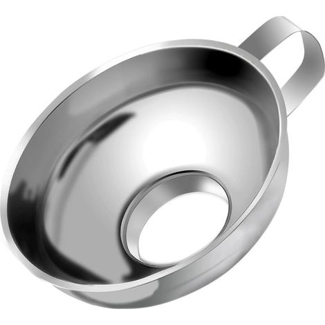 Stainless Steel Jam Funnel Large Diameter Wide Fluted Funnel with Handle for Wide Jar Jars Liquid Transfer, Liquid, Dry Ingredients and Powder, Silver (1/5)