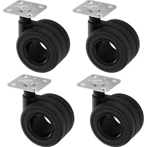 SOTECH Möbelrolle Köln - Durchmesser 65 mm - Tragkraft 60 kg pro Rolle - schwarz - ohne Bremse - 4er Set