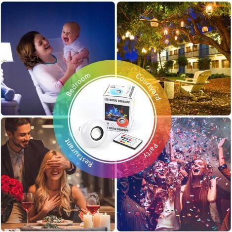 Ampoule LED musicale, enceinte Bluetooth E27, ampoule RGB à changement de couleur (1/4)