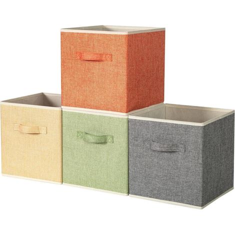 Aufbewahrungsbox Stoff faltbar Griffe 4-farbige-set 27 x 27 x 28 cm (1/5)