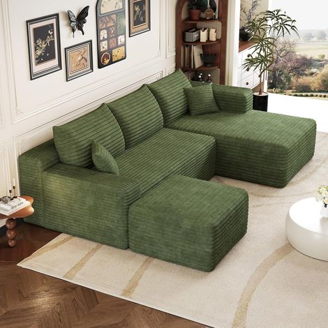 Canapé à d'angle convertible,canapé 3 Places,canapé convertible,de Compression modulaire en U,pour Le Salon,241 cm de long,spacieux et confortable,Peut être combiné librement,Aucun assemblage requis