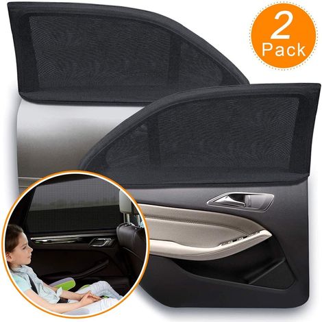 Pare-Soleil Voiture Bébé - 2 Pièces Chaussette Voiture Soleil, Bloquer Les Rayons UV, Protégez Votre Enfant et Animaux, Installation Facile, Compatibles avec la Plupart des Véhicules, Noir (1/5)