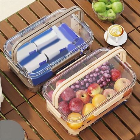 Boîte De Conservation Réfrigérateur - Bac À Légumes Portable - Grande Capacité Avec Poignée - Pour Fruits Et Légumes - 1 Pièce (1/5)