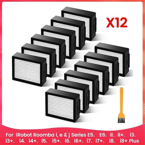 Lot de 12 filtres HEPA pour aspirateurs iRobot Roomba séries EI et J (1/5)