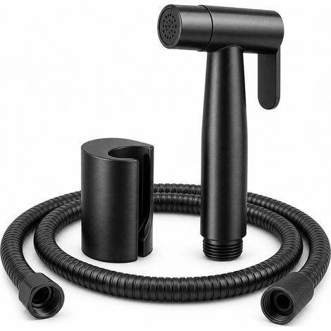 Doccetta WC in acciaio inox nero spazzolato kit 3 pezzi silenzioso (1/5)