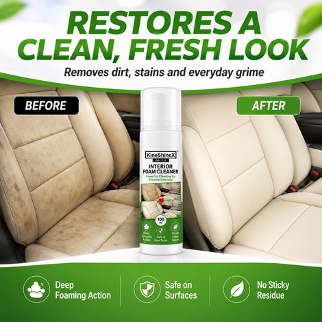 KineShineX Car Interior Foam Cleaner - Removes Stains and Dust from Leather Seats, Dashboards, Door Panels, and Plastics (1/4)