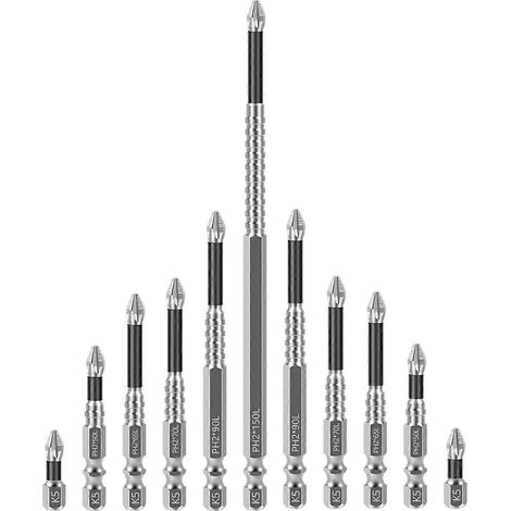 Lot de 11 embouts de tournevis à percussion K5, embouts de perçage magnétiques antidérapants, à tête cruciforme Phillips. (1/5)