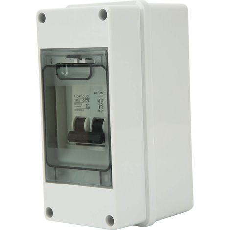 Disjoncteur miniature 2P, interrupteur sectionneur 1000 V CC, disjoncteur miniature 10 A CC pour systèmes photovoltaïques solaires, avec indice d'étanchéité IP65. (1/5)