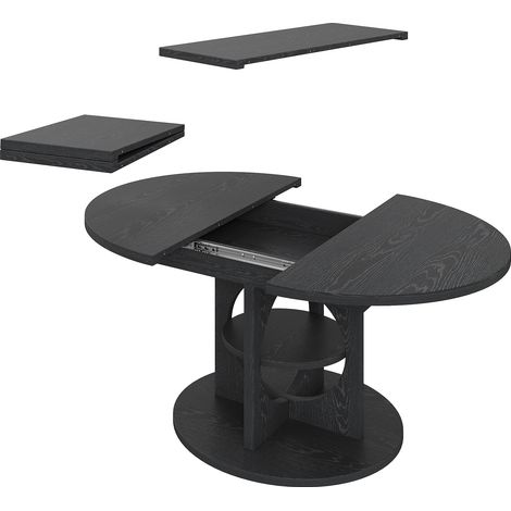 Mesa de comedor extensible con almacenamiento 110-150 cm MDF negro (1/5)