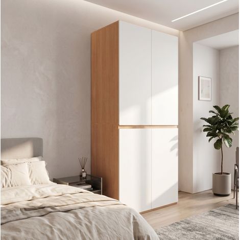 Armario ropero 90x50x200 cm MDF blanco, cajón joyero, dormitorio – MEUBLIV (1/5)