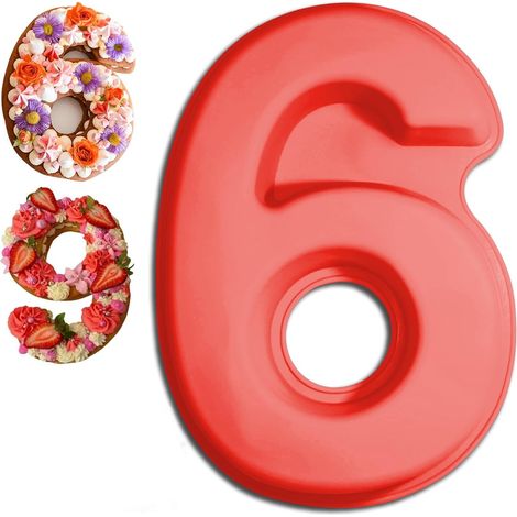 Moule à gâteau chiffre 6 ou 9, grand moule 3D en silicone, forme de numéro, pour anniversaire et mariage. (1/5)