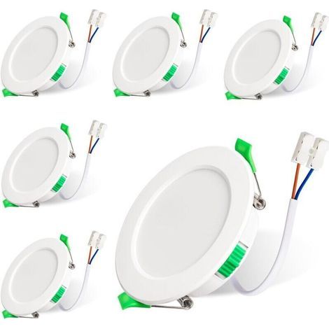 Lot de 6 spots LED encastrables extra plat IP44, 230V 7W pour salle de bain cuisine salon, température couleur 3000K 4000K 6500K (1/5)