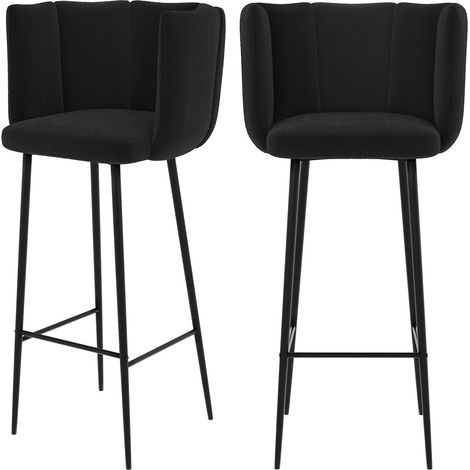 Set de 2 sillas de bar de terciopelo negro - Rosy (1/4)