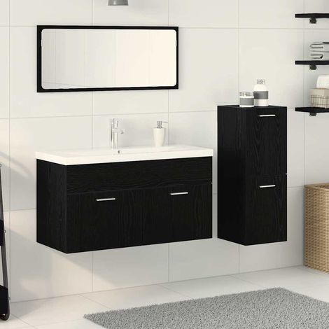 Bathroom Furniture Set 4 pcs Black Oak Engineered wood vidaXL (1/5)