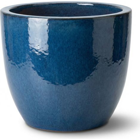 Provencelia Blumentopf Lancelot Ø21 cm Höhe 19 cm frostbeständig, keramisch, handgefertigt, Azurblau (1/5)