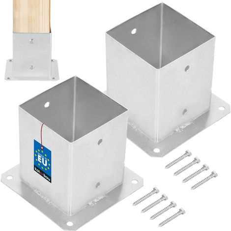 KOTARBAU® Lot de 2 Support Poteau Bois - à Visser - Acier Galvanisé - 120 x 120 mm - Argent - Pied de Poteau - Fixation Robuste - Résistant à la Corrosion (1/5)