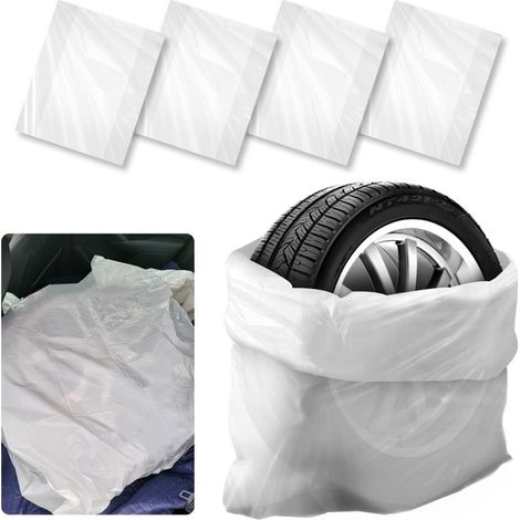 Lot de 4 housses de pneus extra-larges - Sacs LDPE résistants aux déchirures, étanches à l'eau et à la poussière, pour stockage et transport de pneus de voiture (1/5)