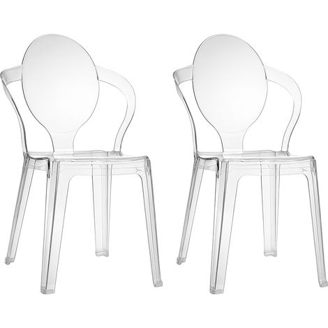 Lot de 2 chaises transparentes empilables – Cadre en polycarbonate – Hauteur d'assise 46 cm – Pour intérieur et extérieur – Scab Design