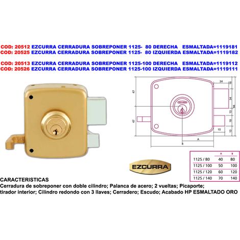 Serrure à poser EZCURRA 1125-100 gauche émaillée